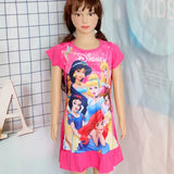 3-8Years New Summer Kids Cartoon Dress Sleepwear Mermaid Princess Belle Girls Printing Nightgowns Children Party
