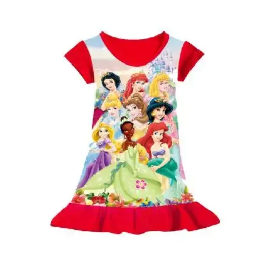 3-8Years New Summer Kids Cartoon Dress Sleepwear Mermaid Princess Belle Girls Printing Nightgowns Children Party