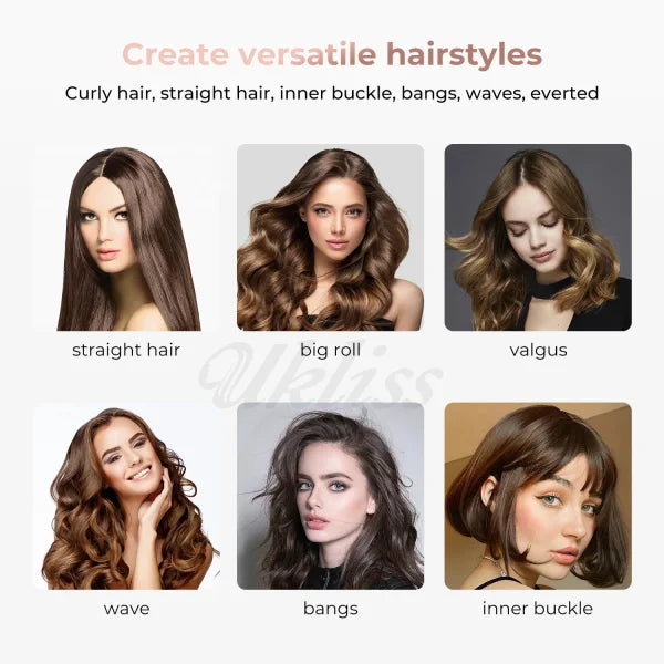 3-in-1 Heated Curling Brush – Ceramic Thermal Hair Curler & Volumizing Roller Comb with Double PTC Technology - Himpall