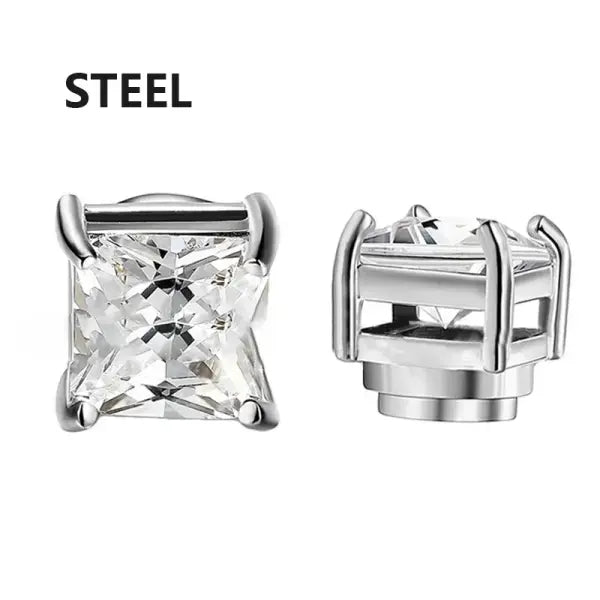 Magnetic Ear Stud Round Zircon Stainless Steel Punk Non Piercing Jewelry - type3