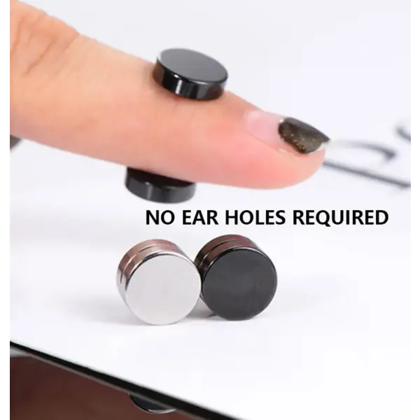 Magnetic Ear Stud Round Zircon Stainless Steel Punk Non Piercing Jewelry