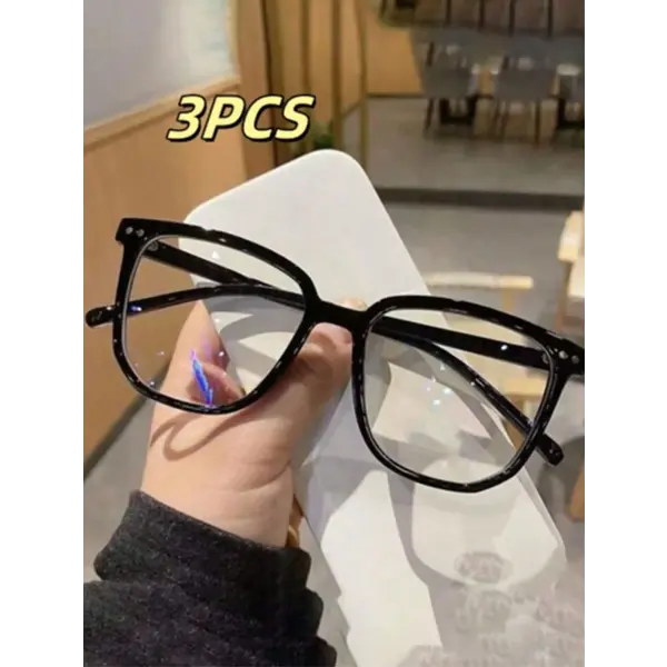 Square Acetate Blue Light Blocking Universal Fashion Glasses - 3PCS-black