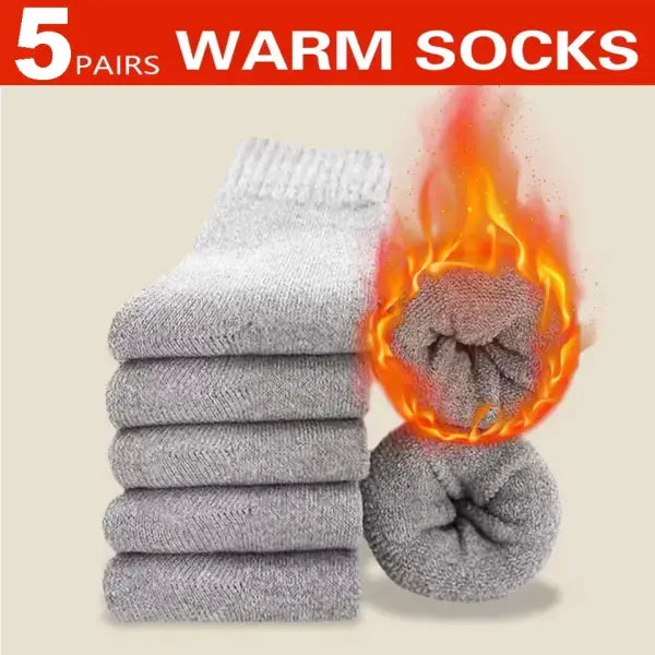 3 Pairs Men’s Winter Wool Socks – Super Thick Warm Harajuku Retro Snow Casual Cashmere Socks - 5 Pairs grey / One Size