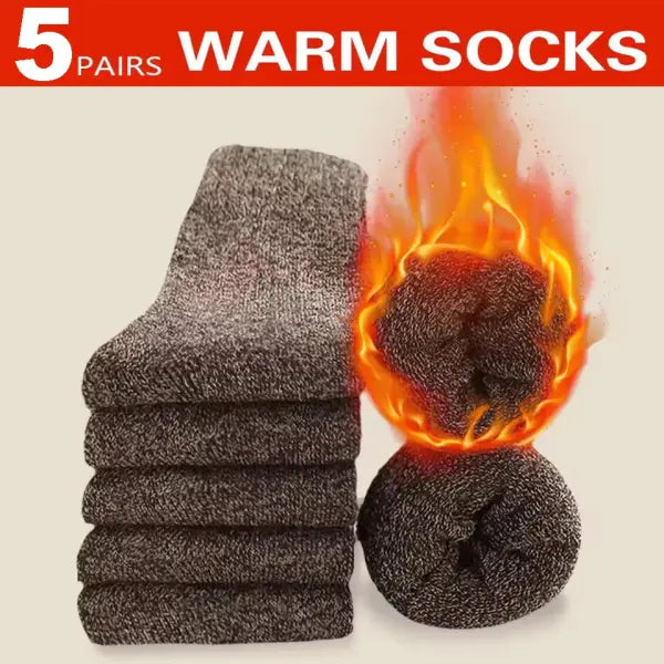 3 Pairs Men’s Winter Wool Socks – Super Thick Warm Harajuku Retro Snow Casual Cashmere Socks - 5 Pairs brown / One Size