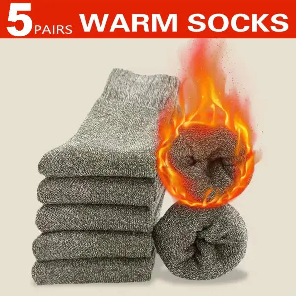 3 Pairs Men’s Winter Wool Socks – Super Thick Warm Harajuku Retro Snow Casual Cashmere Socks - 5 Pairs green / One Size