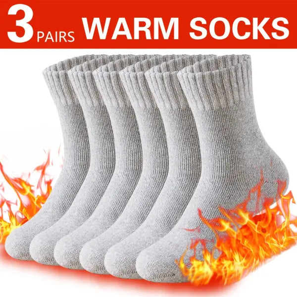 Mens Winter Thermal Towel Socks 3-Pack Spandex Obscene Picture - 3 grey