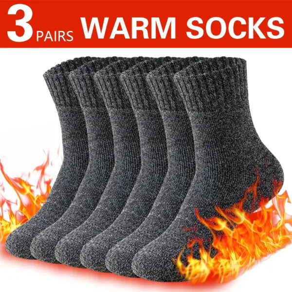 Mens Winter Thermal Towel Socks 3-Pack Spandex Obscene Picture - 3 black