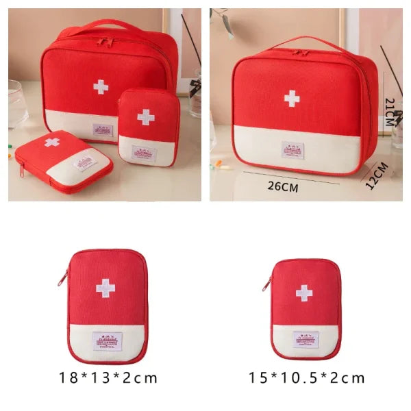 3 Pcs/Set Portable Medical Storage Bag – First Aid Kit Organizer for Travel & Camping - Himpall