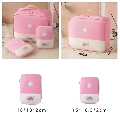 3 Pcs/Set Portable Medical Storage Bag – First Aid Kit Organizer for Travel & Camping - Himpall