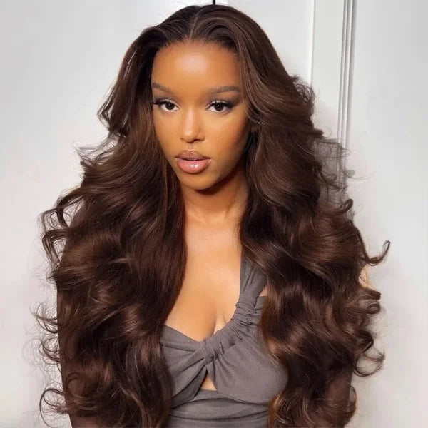 30 Inch Chocolate Brown HD Lace Front Wig – Body Wave Human Hair Wig - Himpall