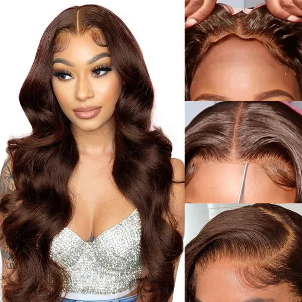 30 Inch Chocolate Brown HD Lace Front Wig – Body Wave Human Hair Wig - Himpall
