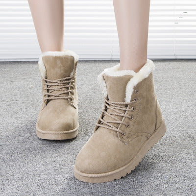 Suede Women Snow Boots with Artificial Wool Lining
