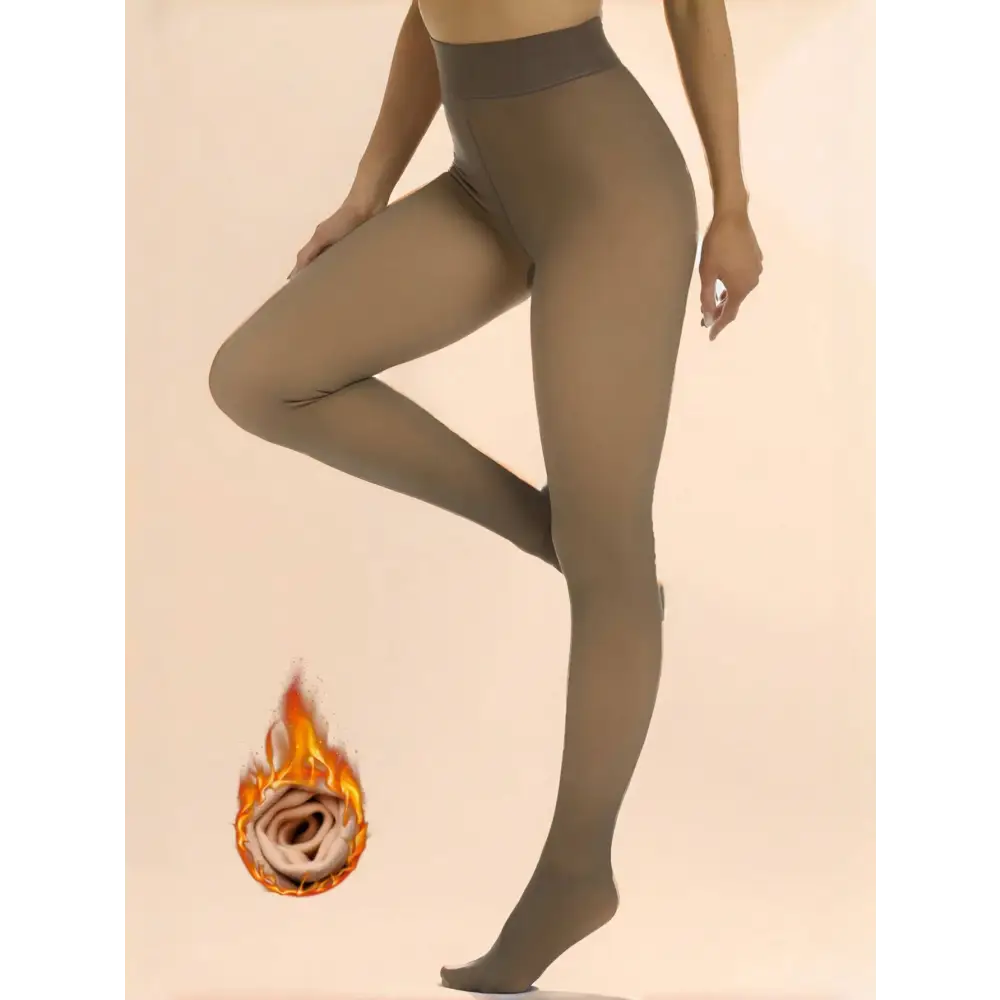 300g Warm Fleece Lined Tights Women Winter Thermal Sexy Tights Wool Fake Translucent Pantyhose Stockings - Coffee