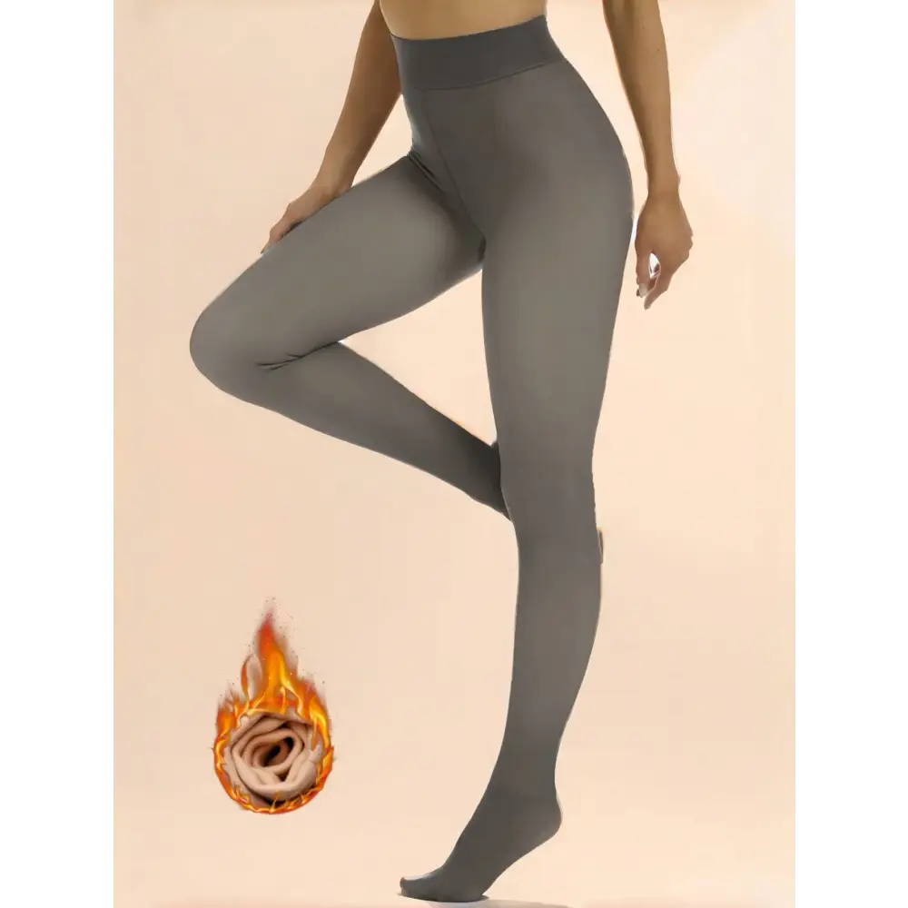300g Warm Fleece Lined Tights Women Winter Thermal Sexy Tights Wool Fake Translucent Pantyhose Stockings - Grey