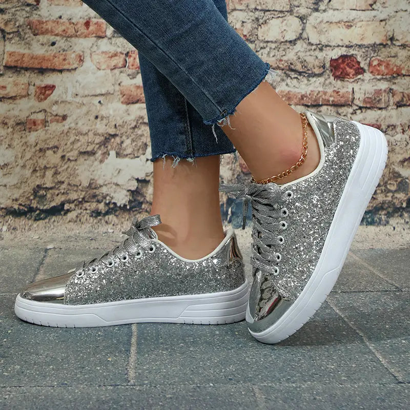 Glitter Flats - Sparkly Fashion Sneakers with Sequin Design