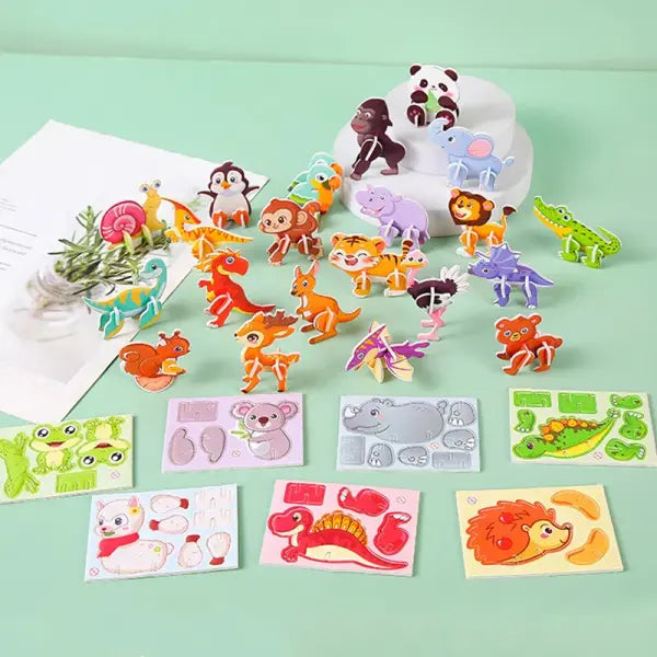 30Pcs Mini Animal DIY Jigsaw Puzzles Toys for Kids Birthday Party Favors Classroom Rewards Baby Shower Gifts Pinata