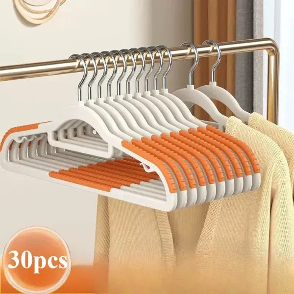 30Pcs Non-Slip Clothes Hangers with 360° Rotating Hook Sturdy Space-Saving Closet Organizers - 30pcs Orange