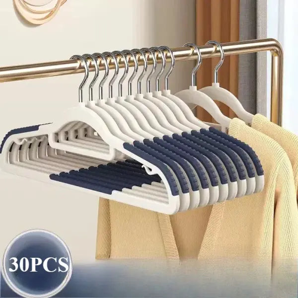30Pcs Non-Slip Clothes Hangers with 360° Rotating Hook Sturdy Space-Saving Closet Organizers - 30pcs Blue