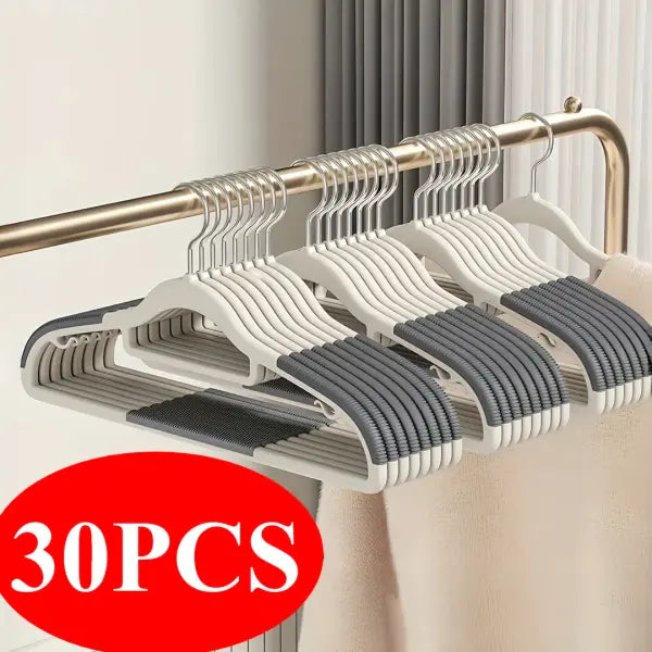 30Pcs Non-Slip Clothes Hangers with 360° Rotating Hook Sturdy Space-Saving Closet Organizers - 30pcs Grey