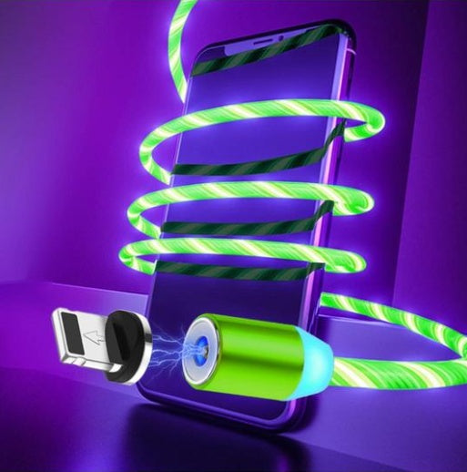 Compatible with Apple Flowing Ligh Magnetic Streamer Data Line Cable for Iphone Android Typec - Android / Green