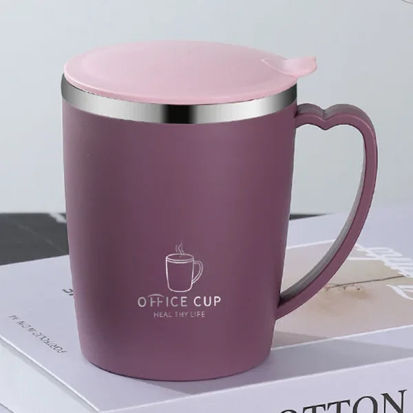 350ml Thermos Mug - Leak-Proof Stainless Steel Insulated Coffee Cup with Handle Portable Vacuum Flask - Purple / 350ml