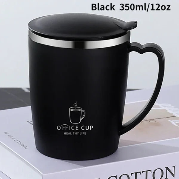 350ml Thermos Mug - Leak-Proof Stainless Steel Insulated Coffee Cup with Handle Portable Vacuum Flask - White / 350ml
