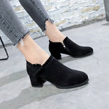 Women High Heel Suede Martin Boots with Side Zipper - Hair Remover
