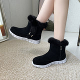 Round Toe Suede Flat Boots with Warm Lining Material