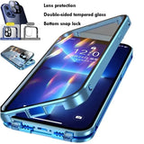 Double Sided Glass Snap Lock Phone Case Metal Magnetic Double Protection