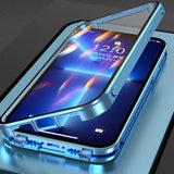 Double Sided Glass Snap Lock Phone Case Metal Magnetic Double Protection