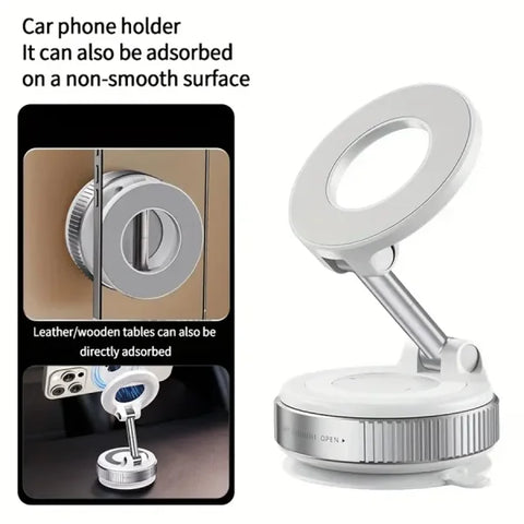 360° Magnetic Car Phone Holder – Upgraded Aluminum Alloy, Foldable & Strong Grip - Himpall