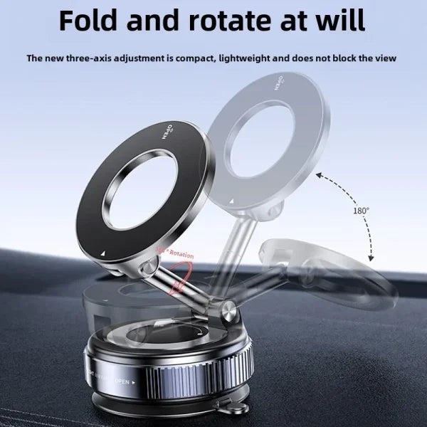 360° Magnetic Car Phone Holder – Upgraded Aluminum Alloy, Foldable & Strong Grip - Himpall