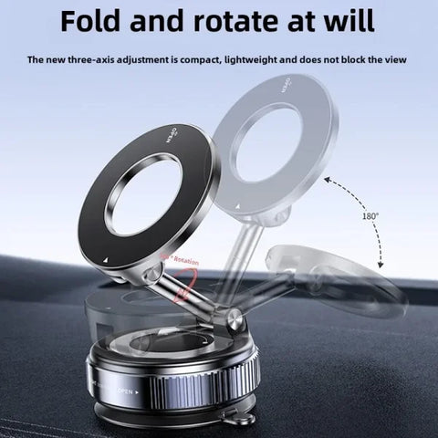 360° Magnetic Car Phone Holder – Upgraded Aluminum Alloy, Foldable & Strong Grip - Himpall