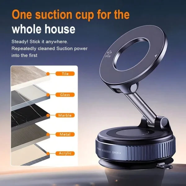 360° Magnetic Car Phone Holder – Upgraded Aluminum Alloy, Foldable & Strong Grip - Himpall