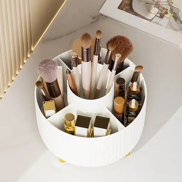 360 Rotating Makeup Desktop Cosmetic Storage Box Organizer Large Capacity for Bathroom Portable Lipstick Makeup Brush