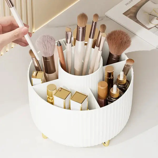 360 Rotating Makeup Desktop Cosmetic Storage Box Organizer Large Capacity for Bathroom Portable Lipstick Makeup Brush