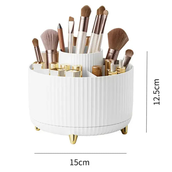 360 Rotating Makeup Desktop Cosmetic Storage Box Organizer Large Capacity for Bathroom Portable Lipstick Makeup Brush