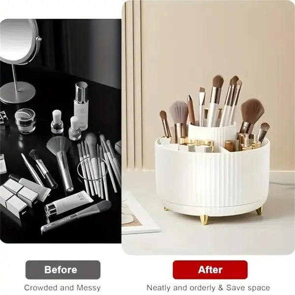 Rotating Makeup Organizer Plastic Cosmetic Storage PP 5 Compartment Holder