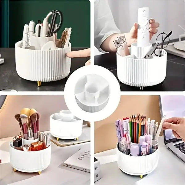 Rotating Makeup Organizer Plastic Cosmetic Storage PP 5 Compartment Holder