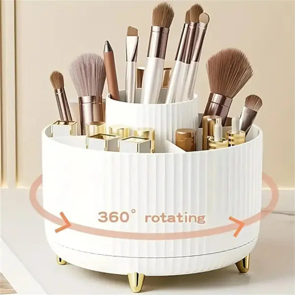 Rotating Makeup Organizer Plastic Cosmetic Storage PP 5 Compartment Holder