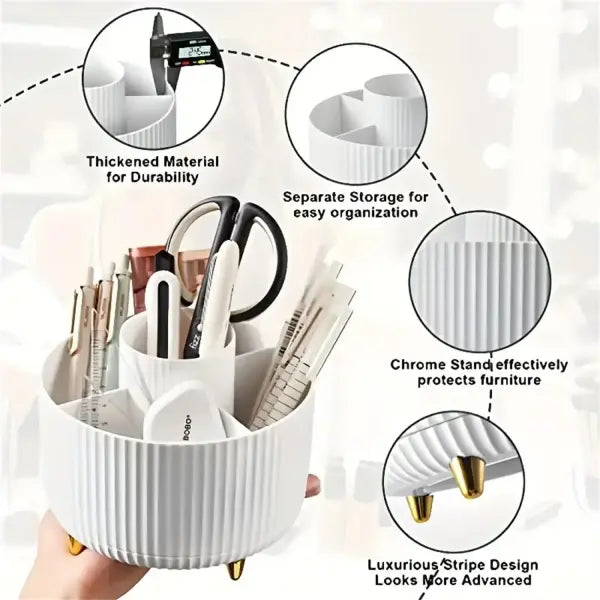 Rotating Makeup Organizer Plastic Cosmetic Storage PP 5 Compartment Holder
