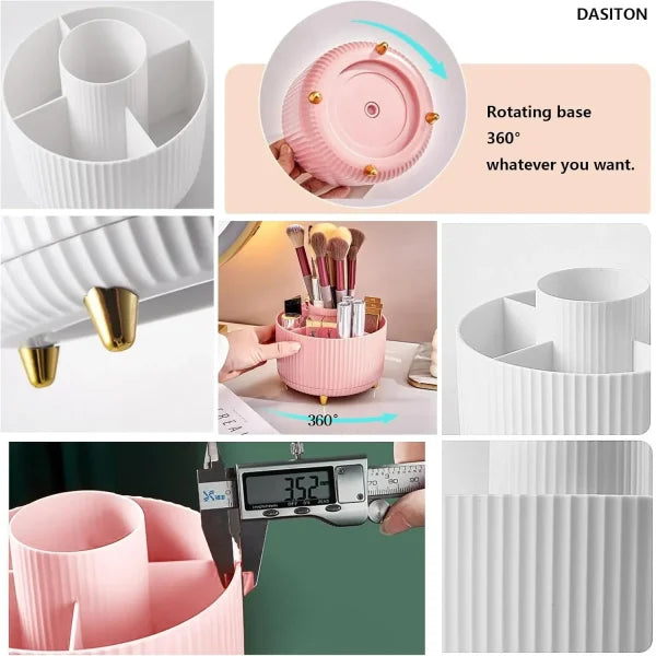 360° Rotating Makeup Storage Box - Desktop Organizer for Brushes, Lipstick & Jewelry - Himpall