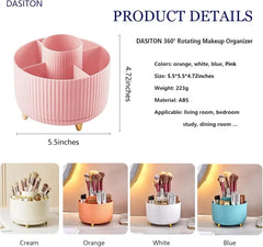 360° Rotating Makeup Storage Box - Desktop Organizer for Brushes, Lipstick & Jewelry - Himpall