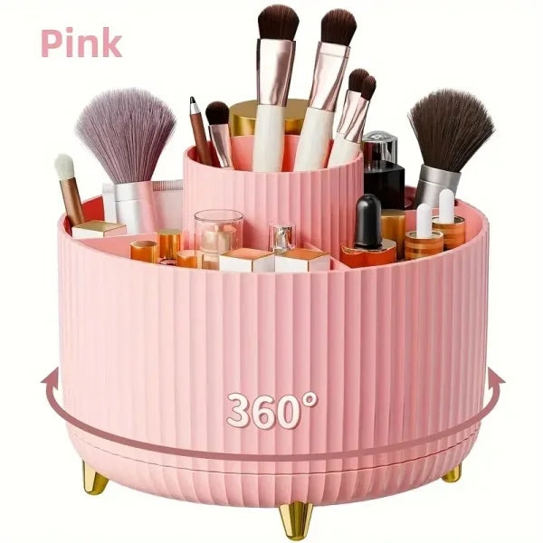 360° Rotating Makeup Storage Box - Desktop Organizer for Brushes, Lipstick & Jewelry - Himpall