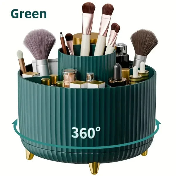360° Rotating Makeup Storage Box - Desktop Organizer for Brushes, Lipstick & Jewelry - Himpall