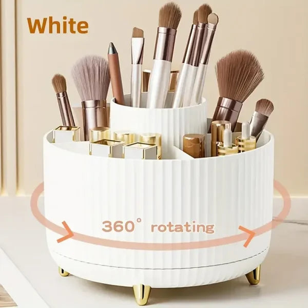 360° Rotating Makeup Storage Box - Desktop Organizer for Brushes, Lipstick & Jewelry - Himpall