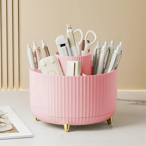 360° Rotating Makeup Storage Box - Desktop Organizer for Brushes, Lipstick & Jewelry - Himpall