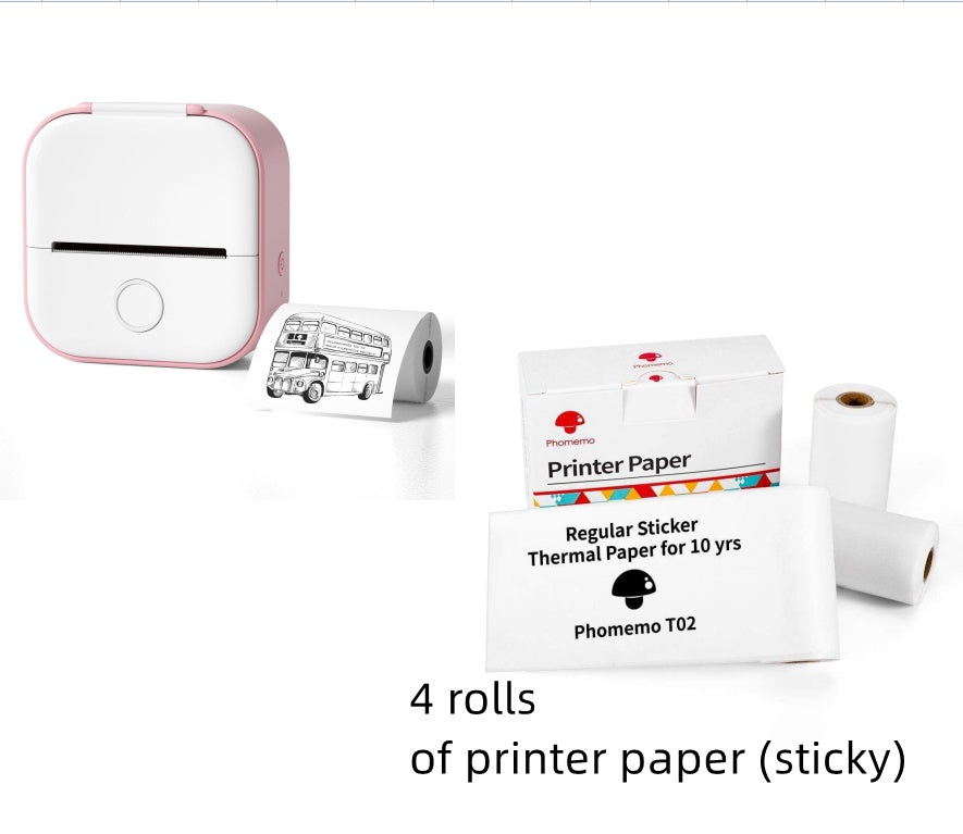 Phomemo T02 Portable Bluetooth Thermal Label Printer - Pink set / USB