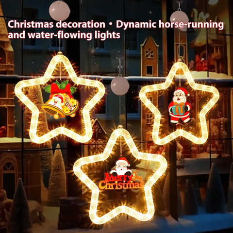 Christmas LED Star Pendant Lights for Holiday Window Decoration