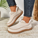 Women Fashion V cut Suede Plush Ankle Boots winter Snow Shoes